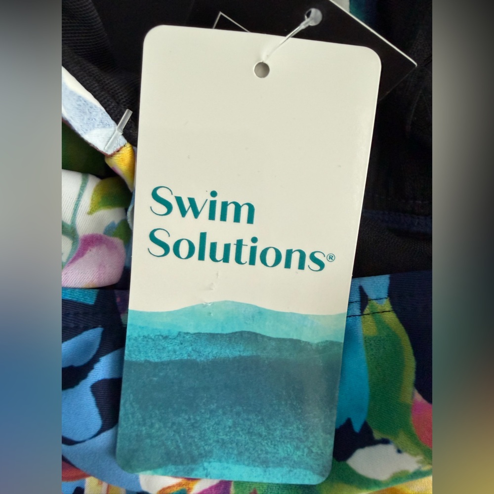 Swim Solutions Floral One-Piece Swimsuit in Navy, Pink, Yellow & Green - Picture 11 of 13